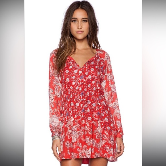 Free People Dresses & Skirts - Free People Lucky Loosey dress in blood orange combo